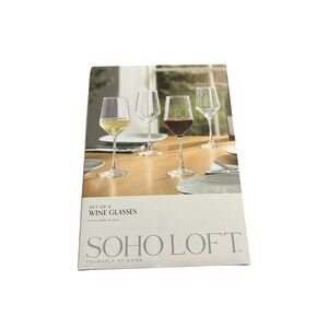 Soho Loft Wine Glasses Set of 4 17oz Clear Excellent Modern Angular Stemware